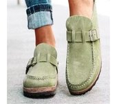 Zapatos Retro sin cordones para mujer, zuecos planos cómodos, informales, talla grande, verano, 2024