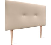 Cabecero de Polipiel o Tela Acualine Liso con Botones y Patas Tapizado de Alta Gama Cabezal Lujo Cama Dormitorio Moderno Acolchado (Tela Beige, 145x105cm (Camas 120/135/140))