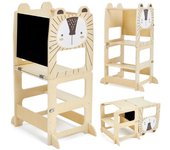 Torre de Aprendizaje, Torre Aprendizaje Madera, Torre de Aprendizaje Plegable para Aprender con Pizarra, Juego Plegable de Mesa y Silla para niños pequeños