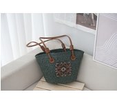 Xiaohongshu Luojia Grass Woven Bag Women's Bag Large Capacity Vacation Beach Bag Vegetable Basket Commuter Tote Bucket Bag Wholesale