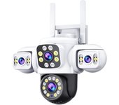 ANSVICAM 6K 12MP Outdoor WiFi Camera Triple Screen Triple Lens PTZ 360° Cam for Complete Security IP66 CCTV Surveillance Yoosee