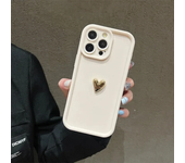 Funda de teléfono con corazón dorado 3D para IPhone 16, 15, 14, 13, 12, 11 Pro Max XS XR 7 8 Plus SE 2020 FE, funda mate de silicona a prueba de golpes