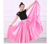 Girl satin skirt, belly dance 360 degree skirt
