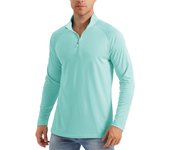 MAGCOMSEN men's long sleeve sun shirts upf 50+ tees 1/4 zip up fishing running rash guard t-shirts