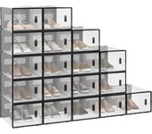18PCS  Shoe Box Stackable, with Magnetic Door, Plastic Box, 35x19x25cm