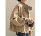 Women Spring Autumn 2024 New Popular high-end Casual Windbreaker Standing Collar Short Jacket Hem Drawstring Trench Coat