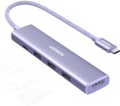 UGREEN 5-IN-1 USB C HUB HDMI 4K30HZ USB 3.0 5Gbps for MacBook Air Pro SAMSUNG S25 Ultra 24 Ultra iPad Pro, Purple
