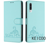 For Samsung Galaxy A50 a30s a50s A51 m30s A51 A53 A54 5G funda protectora de gatito impresa en piel multifuncional