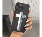 Phone Case For iPhone 16 15 14 11 12 13 Pro Max Mini 7 8 Plus X XR XS Max SE 2020 2022 Black Cross Print Shockproof Soft Cover