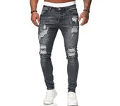 Tattered pipe pants embroidered with men's jeans
