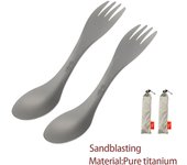 2Pcs Titanium Spork 2-in-1 Spoon Ultralight Cookware Portable Fork Knife Outdoor Camping Picnic Travel Eco-Friendly Flatware
