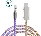 RGB Streamer Fast Charging Cable 120W 6A Data Cable USB To Type C/ios/Micro Rotated For iPhone Huawei Xiaomi Vivo Series Phone