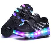 Zapatillas de deporte para niños, zapatos de doble rueda, zapatos con luz Led, USB