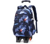 Rolling Backpack, Large Capacity Wheeled Backpack, Waterproof Trolley Book Bag (6 Wheels)