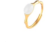 Anillo de Plata de Ley 925 con jade de grano y campo de mijo, joyería para mujer, anillo de moda retro esmerilado de bambú