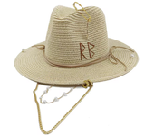 Personal design summer straw hat DIY handmade hat pearl chain jazz hat sun hat new letter hat beach hat female sombrero