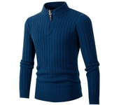 917 Men's zip knit loose twisted pattern, half high neck sweater, bottom sweater
