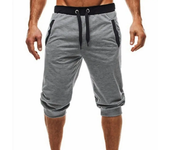 Pantalones de hombre, pantalones bombachos de verano, pantalones cortos deportivos, pantalones de chándal con cordón, pantalones para correr, ropa deportiva ajustada, Jogger negro para el trabajo diario