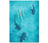 Blue Marine Poster Canvas Painting Whale Shark Manta Rays Surf Sea Wall Art Picture For Living Room Interior Painting Decor