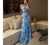 2025 primavera y verano nuevo vestido estampado de moda, vestido de fiesta suelto informal