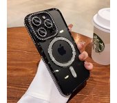 Funda transparente de diamante cristalino para iPhone 16,Compatible MagSafe