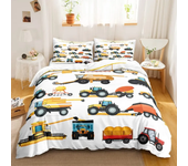 Construction Vehicles Boys Excavator Duvet Cover Yellow Tractor Truck Bedding Set for Teens Child Old Retro Car Theme Room Decor