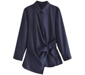- Autumn/Winter New Product Fashion Women's Casual Long Sleeve Tie Shirt Mid-Waist Wide-Leg Pants Set