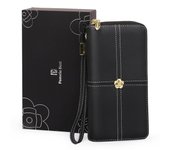 Pomelo Best Cartera de Mujer en Piel con Protección RFID, Monedero y Decoración Camelia