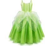 Fancy Tinker Bell Dress with Wings Kids Halloween Pixie Fairy Cosplay Costume Girls Makeup Party Elegant Carnival Clothing Gown