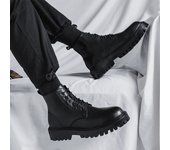 Martin botas de los hombres de caña alta zapatos de cuero retro aumento de las botas de cuero negro