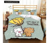 Kawaii Bubu and Dudu 3D Printing Anime Bedding Set Duvet Cover Comforter Bed Single Twin Full King Queen Size Bedding Set Kids