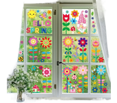 9Sheets/Set PVC Spring Flowers Window Stickers Waterproof Butterfly Wall Stickers Double Sided Sunflower Glass Stickers