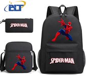 Spider-Man Printed Student Schoolbag Set Children's Backpack Shoulder Bag Pencil Case Three-piece Set