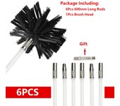 Cepillo giratorio para chimeneas, cepillo flexible de mango largo para chimeneas, herramienta de limpieza de chimeneas para paredes y techos interiores, 100 mm