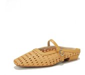 Pantuflas de tejido hueco para mujer para usar en verano sin cansar los pies, sandalias de tacón grueso