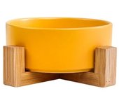 Ceramics Wood Stand with No Spill Large Feeder Dish with Dog Bowl Cat Food Water Bowls for Dogs Cats Feeding Puppy  Pet Supplies