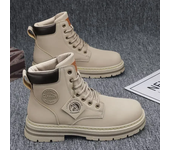 Botas altas informales Retro para Hombre, Botas gruesas de ruibarbo para invierno, botines de motocicleta con cordones, calzado de trabajo, Botas para Hombre