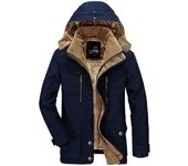 Abrigo de algodón grueso de terciopelo de longitud media para hombre, Abrigo de invierno