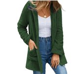 Chaqueta cárdigan de mujer otoño/invierno cárdigan de vellón de color liso con bolsillos