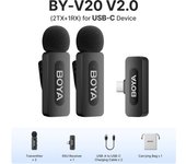 BOYA BY-V3 Wireless Lavalier Lapel Mirophone Noise-cancelling Rechargeable Mic for iPhone Android Camera Live Streaming Vlogging