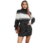 Turtleneck Women's Crochet Dresses Extreme Mini Lace Up Female Knit Dress Loose Prom On Promotion Outfits Clearance Vintage