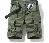 Men's Cargo Shorts Fit Short Outdoor Multi-Pocket Cotton Work Casual Shorts with No Belt