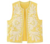 Chaleco Corto de Bordado Floral Vintage