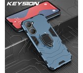 KEYSION Shockproof Armor Case for VIVO Y03 Y03t Y18 Y18e Y18s Soft Silicone+PC Ring Stand Holder Phone Cover for VIVO Y28s 5G