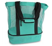 2 In 1 Cooler Picnic Bag Beach Bag Lightweight Mesh Beach Tote Bag For Picnic Grocery Pool Party