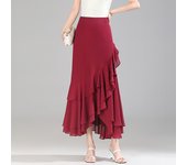 Irregular Gauze Skirt Women's Summer Medium And Long 2025 New High Draped Waist Flywheel Leaf Tail Edge Of Fish Hip Skirt
