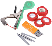 Hand Tying Binding Machine with 6 Roll Tapes +1 Box Staples Bind Branch Machine Grape Vine Stapler for Vegetables Pepper Vines