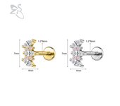 ZS 1 PC Gold Color 16G Stainless Steel Labret Lip Piercing Men Women CZ Crystal Ear Cartilage Tragus Helix Piercings Flat Backs