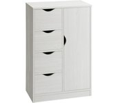 Armario de Salón Aparador Auxiliar con 4 Cajones 1 Puerta y Estante Interior Mueble de Almacenaje Multiusos para Baño Dormitorio Comedor 54x29x83 cm Roble