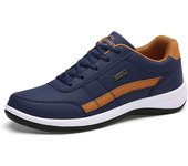 Men's lightweight leather running walking sports golf shoes, large size a42